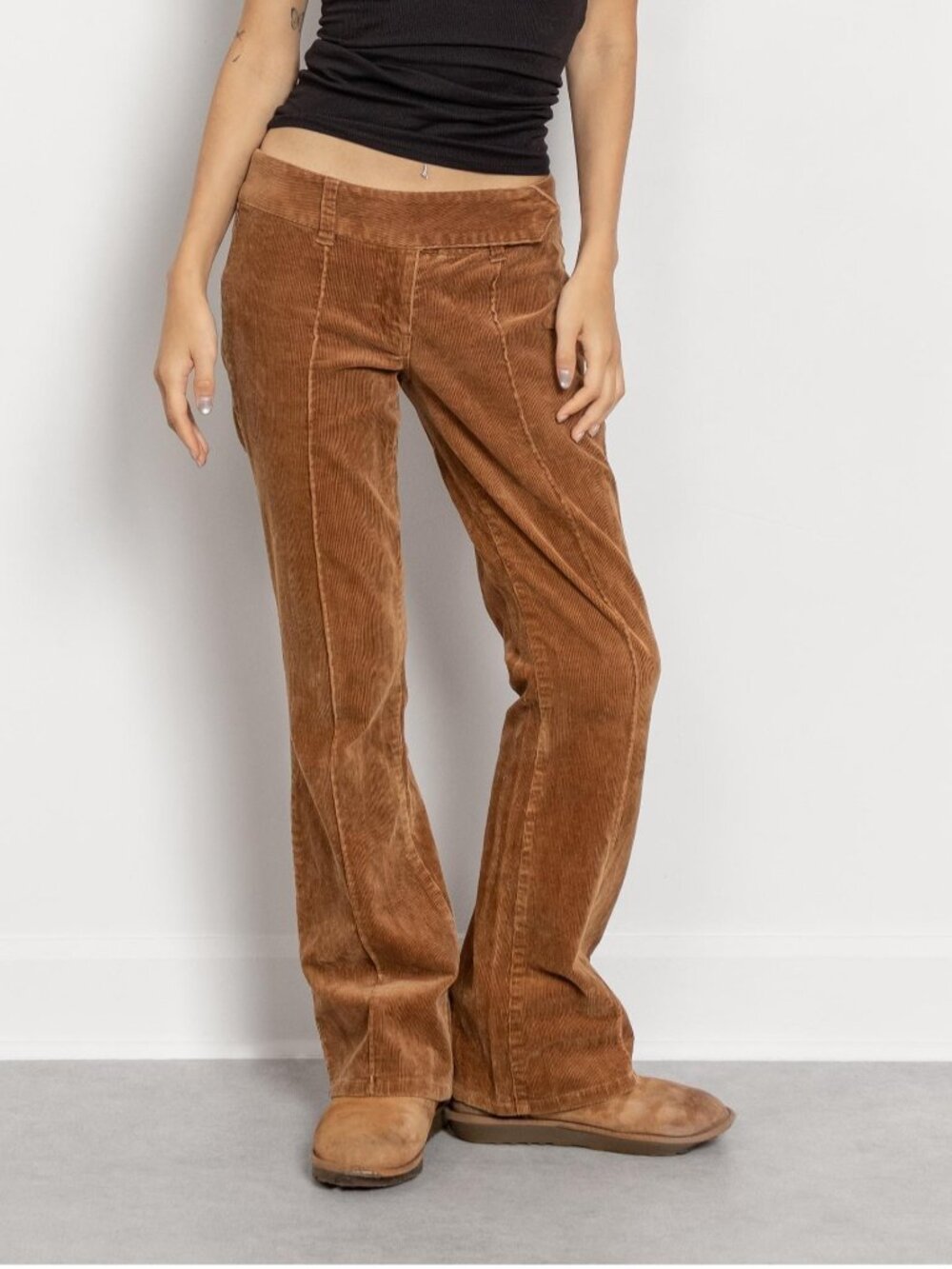 Vintage Brown Corduroy Pants: Low Rise Flares Y2K 2000's, Small